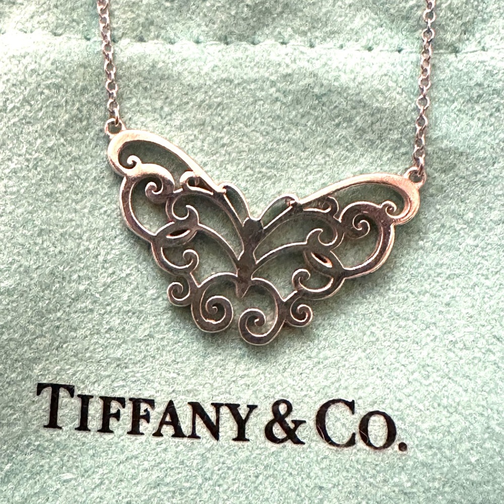 Tiffany & Co. Enchant Filigree Butterfly Pendant Necklace Sterling Silver 16" - Picture 8 of 8